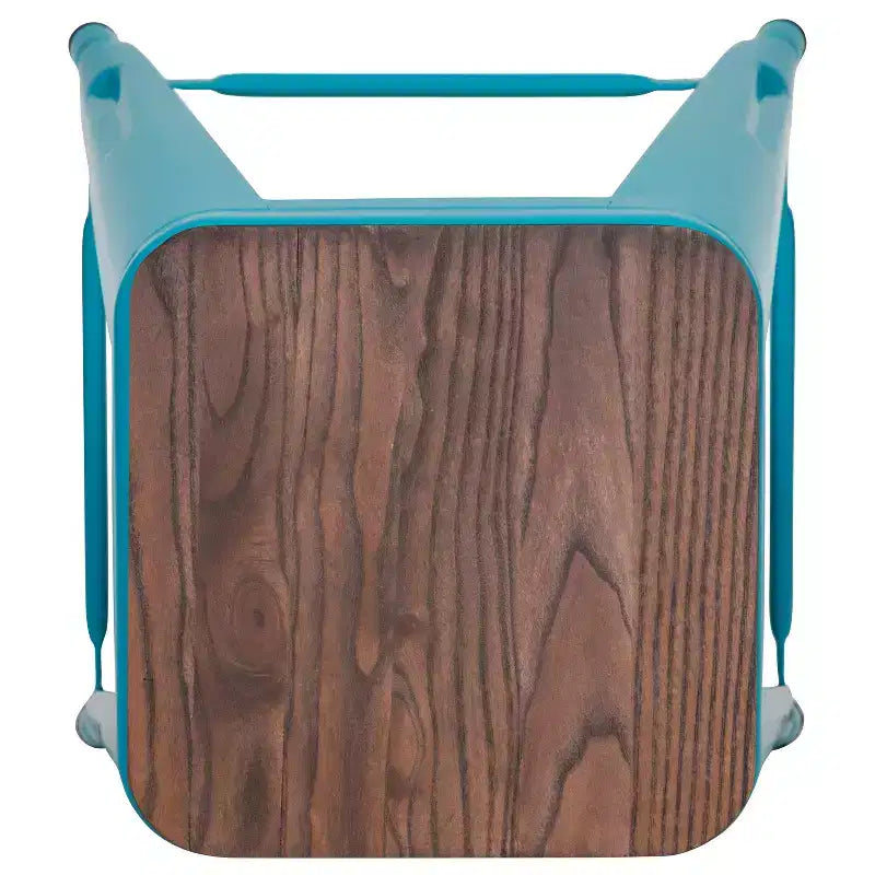 Flash Furniture Tabouret de bar d'intérieur en métal de 61 cm de haut avec assise en bois – Lot de 4 empilables