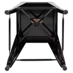 Flash Furniture Tabouret de bar d'intérieur en métal de 61 cm de haut avec assise en bois – Lot de 4 empilables
