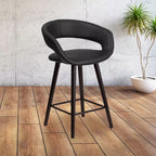 Tabouret de comptoir Flash Furniture Brynn Series, hauteur de comptoir 61 cm, contemporain, en vinyle, dossier arrondi, structure en bois couleur cappuccino