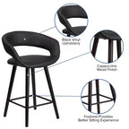 Tabouret de comptoir Flash Furniture Brynn Series, hauteur de comptoir 61 cm, contemporain, en vinyle, dossier arrondi, structure en bois couleur cappuccino