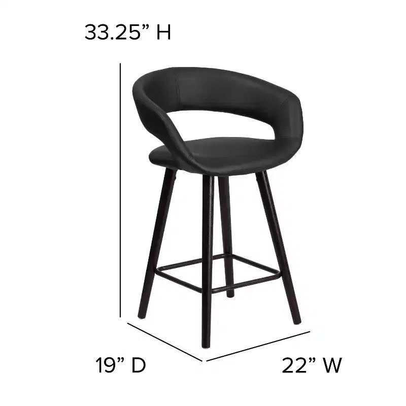 Tabouret de comptoir Flash Furniture Brynn Series, hauteur de comptoir 61 cm, contemporain, en vinyle, dossier arrondi, structure en bois couleur cappuccino