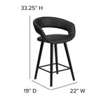 Tabouret de comptoir Flash Furniture Brynn Series, hauteur de comptoir 61 cm, contemporain, en vinyle, dossier arrondi, structure en bois couleur cappuccino