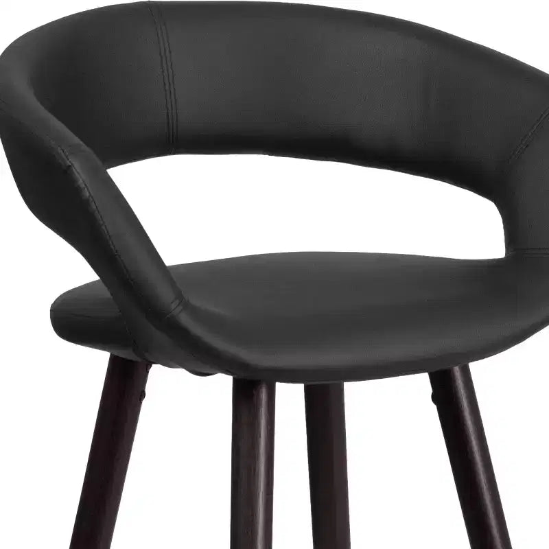 Tabouret de comptoir Flash Furniture Brynn Series, hauteur de comptoir 61 cm, contemporain, en vinyle, dossier arrondi, structure en bois couleur cappuccino