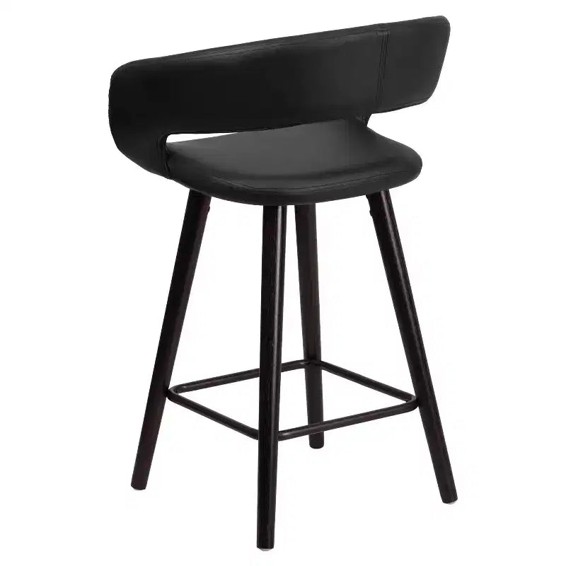 Tabouret de comptoir Flash Furniture Brynn Series, hauteur de comptoir 61 cm, contemporain, en vinyle, dossier arrondi, structure en bois couleur cappuccino