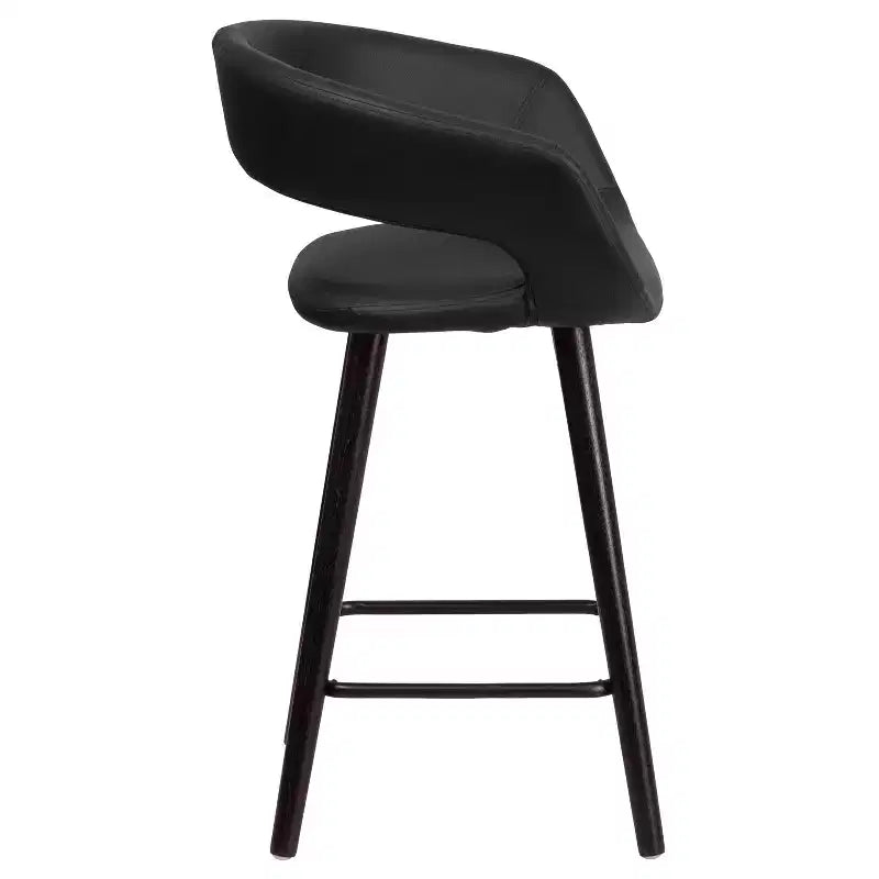 Tabouret de comptoir Flash Furniture Brynn Series, hauteur de comptoir 61 cm, contemporain, en vinyle, dossier arrondi, structure en bois couleur cappuccino