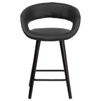 Tabouret de comptoir Flash Furniture Brynn Series, hauteur de comptoir 61 cm, contemporain, en vinyle, dossier arrondi, structure en bois couleur cappuccino