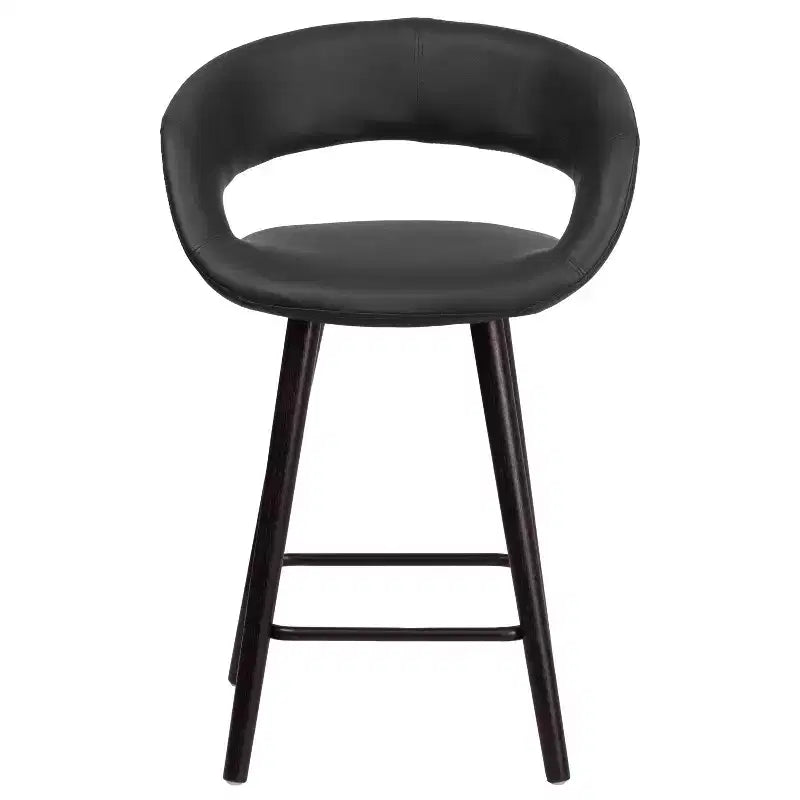 Tabouret de comptoir Flash Furniture Brynn Series, hauteur de comptoir 61 cm, contemporain, en vinyle, dossier arrondi, structure en bois couleur cappuccino