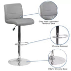 Tabouret de bar contemporain Flash Furniture en vinyle réglable en hauteur avec assise roulée et base chromée