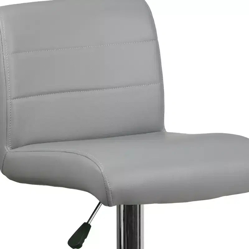 Tabouret de bar contemporain Flash Furniture en vinyle réglable en hauteur avec assise roulée et base chromée