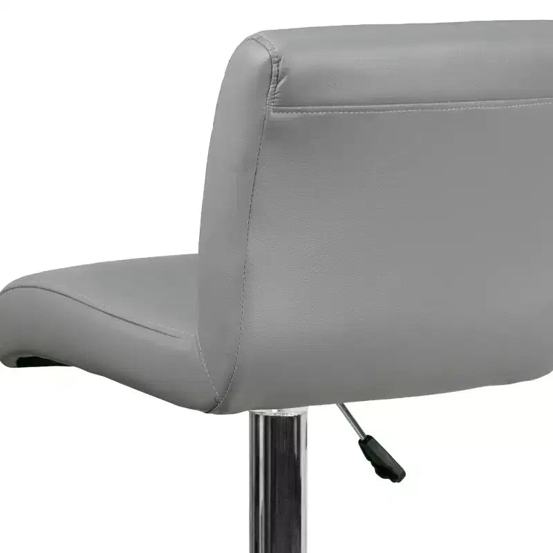Tabouret de bar contemporain Flash Furniture en vinyle réglable en hauteur avec assise roulée et base chromée