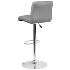 Tabouret de bar contemporain Flash Furniture en vinyle réglable en hauteur avec assise roulée et base chromée