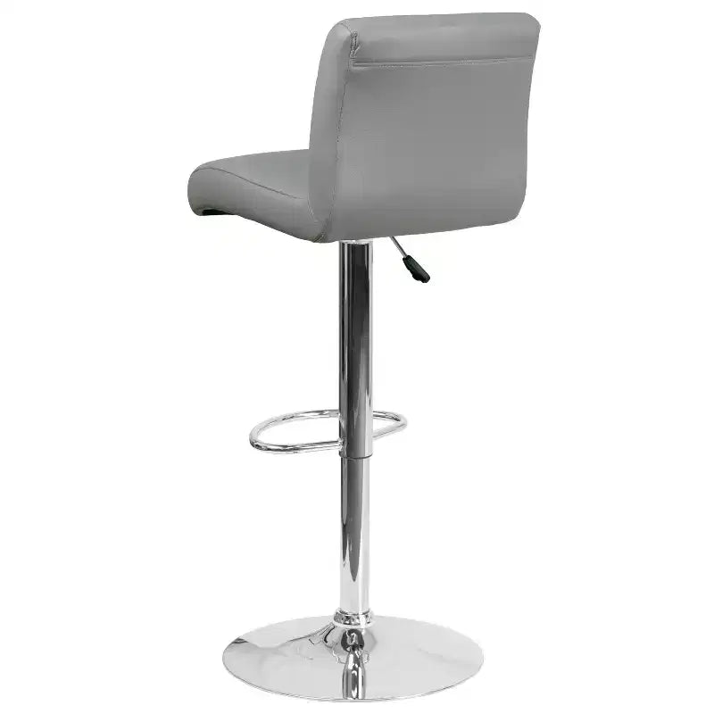 Tabouret de bar contemporain Flash Furniture en vinyle réglable en hauteur avec assise roulée et base chromée