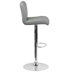 Tabouret de bar contemporain Flash Furniture en vinyle réglable en hauteur avec assise roulée et base chromée