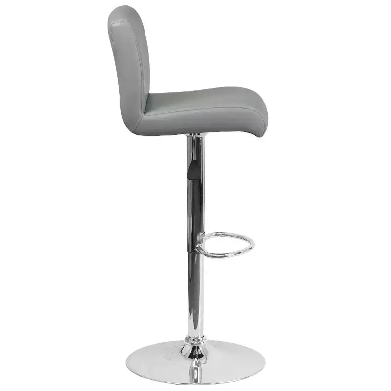 Tabouret de bar contemporain Flash Furniture en vinyle réglable en hauteur avec assise roulée et base chromée