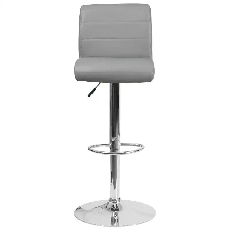 Tabouret de bar contemporain Flash Furniture en vinyle réglable en hauteur avec assise roulée et base chromée