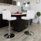 Tabouret de bar contemporain Flash Furniture en vinyle réglable en hauteur avec assise roulée et base chromée