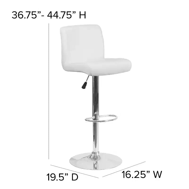 Tabouret de bar contemporain Flash Furniture en vinyle réglable en hauteur avec assise roulée et base chromée