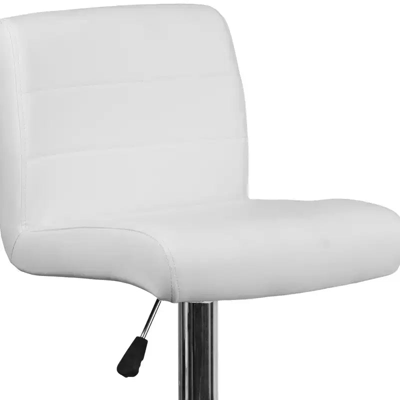 Tabouret de bar contemporain Flash Furniture en vinyle réglable en hauteur avec assise roulée et base chromée