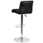 Tabouret de bar contemporain Flash Furniture en vinyle réglable en hauteur avec assise roulée et base chromée
