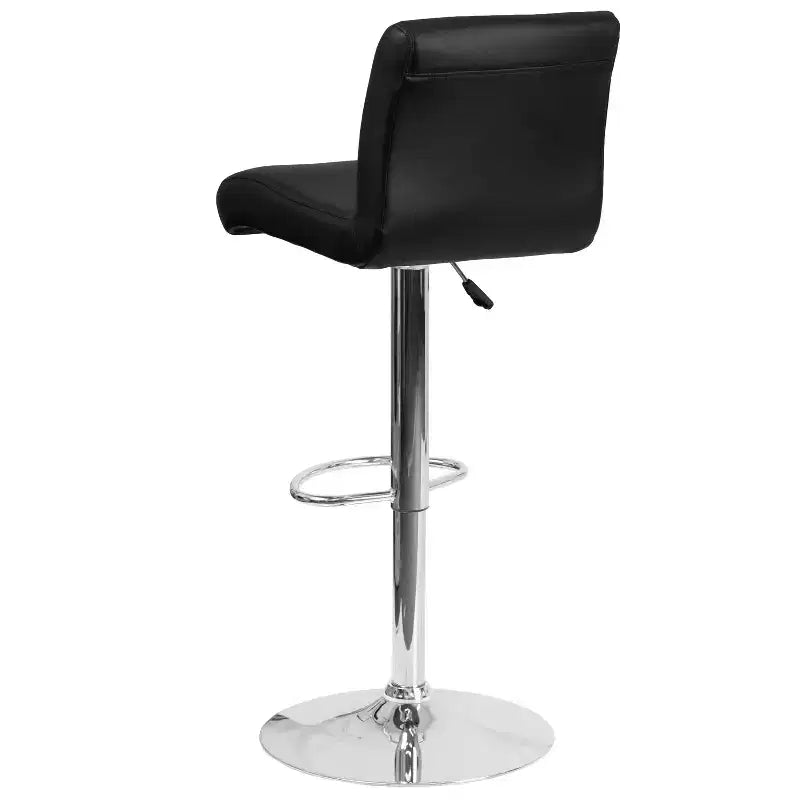 Tabouret de bar contemporain Flash Furniture en vinyle réglable en hauteur avec assise roulée et base chromée