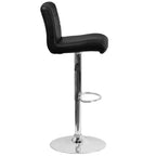 Tabouret de bar contemporain Flash Furniture en vinyle réglable en hauteur avec assise roulée et base chromée