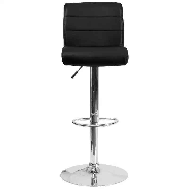 Tabouret de bar contemporain Flash Furniture en vinyle réglable en hauteur avec assise roulée et base chromée