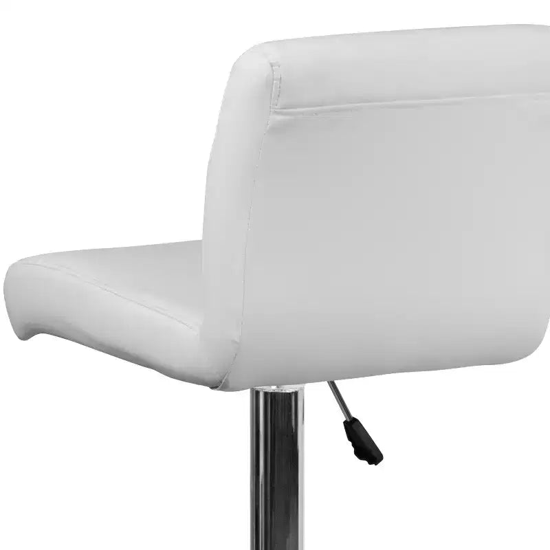 Tabouret de bar contemporain Flash Furniture en vinyle réglable en hauteur avec assise roulée et base chromée