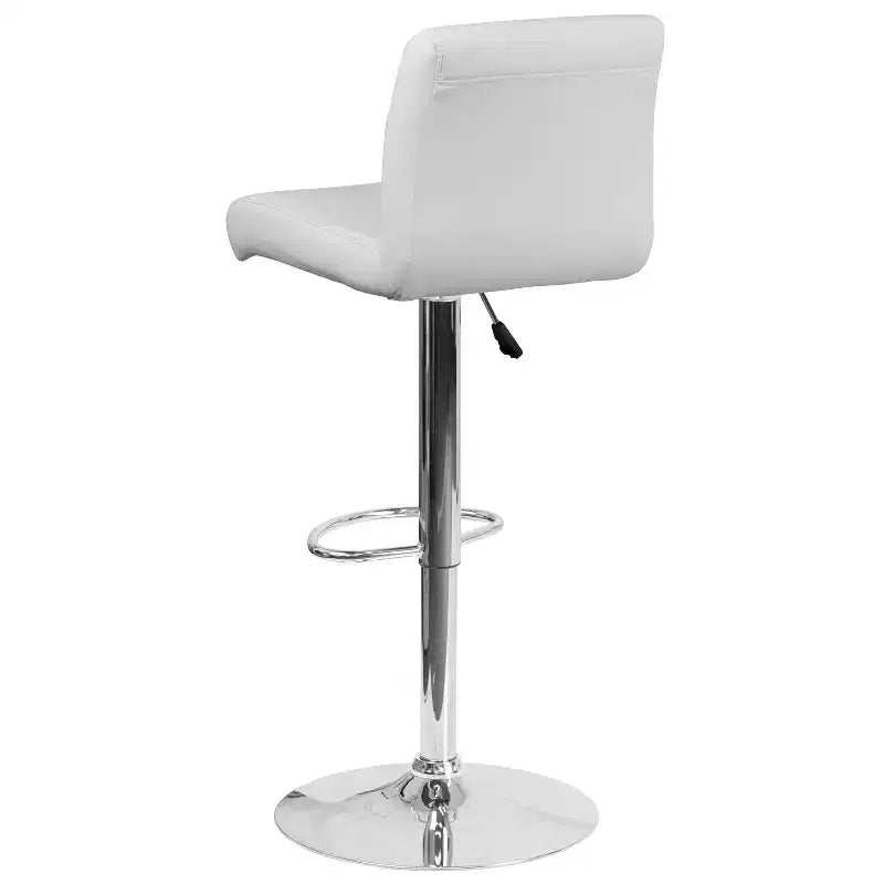 Tabouret de bar contemporain Flash Furniture en vinyle réglable en hauteur avec assise roulée et base chromée