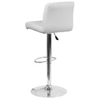 Tabouret de bar contemporain Flash Furniture en vinyle réglable en hauteur avec assise roulée et base chromée