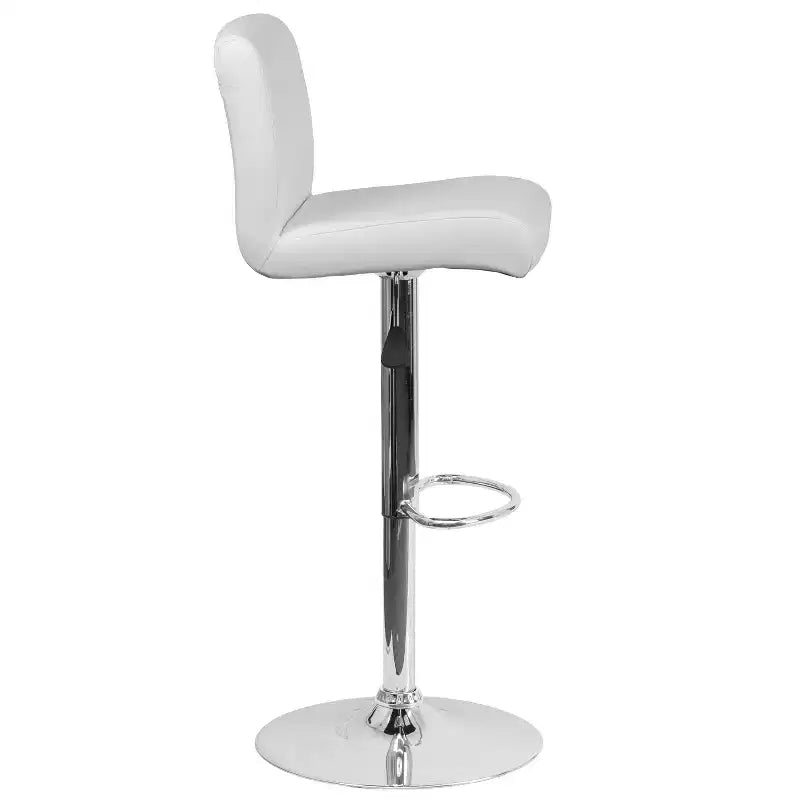 Tabouret de bar contemporain Flash Furniture en vinyle réglable en hauteur avec assise roulée et base chromée