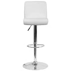 Tabouret de bar contemporain Flash Furniture en vinyle réglable en hauteur avec assise roulée et base chromée