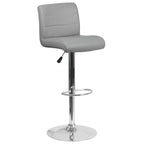 Tabouret de bar contemporain Flash Furniture en vinyle réglable en hauteur avec assise roulée et base chromée