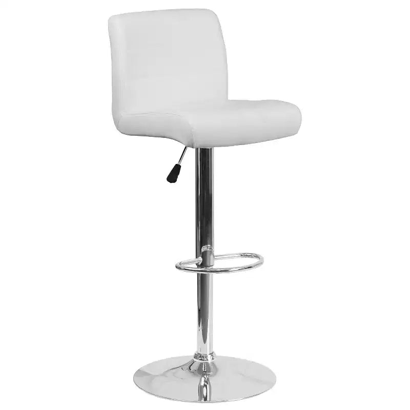 Tabouret de bar contemporain Flash Furniture en vinyle réglable en hauteur avec assise roulée et base chromée