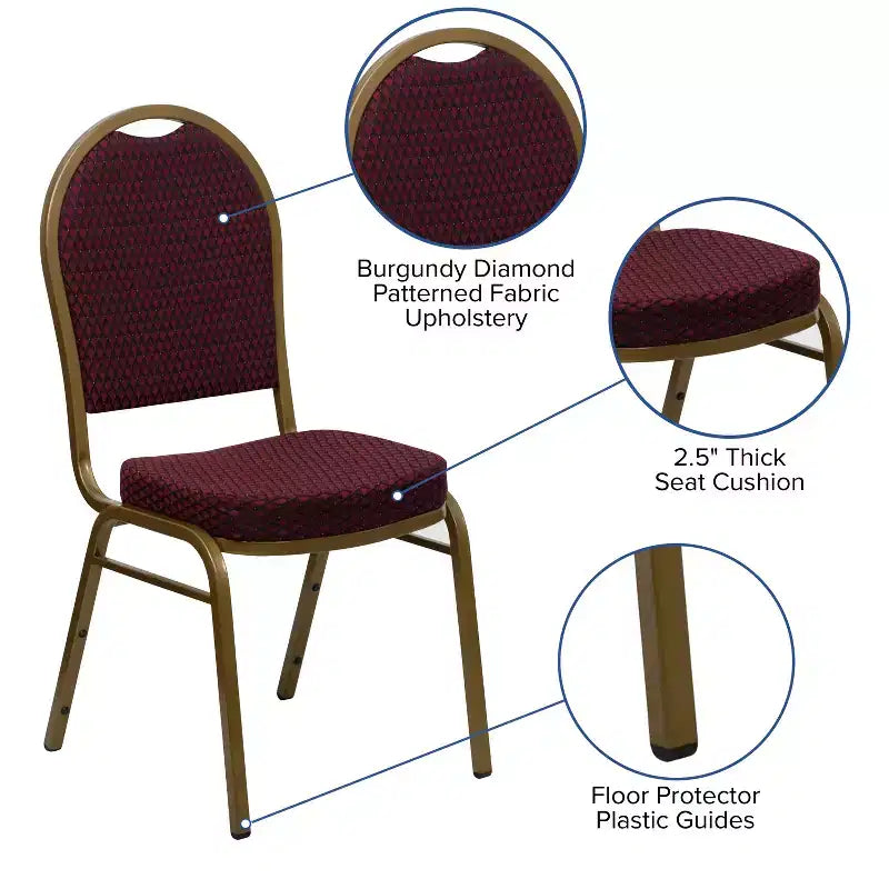 Chaise de banquet empilable à dossier en dôme de la série HERCULES de Flash Furniture