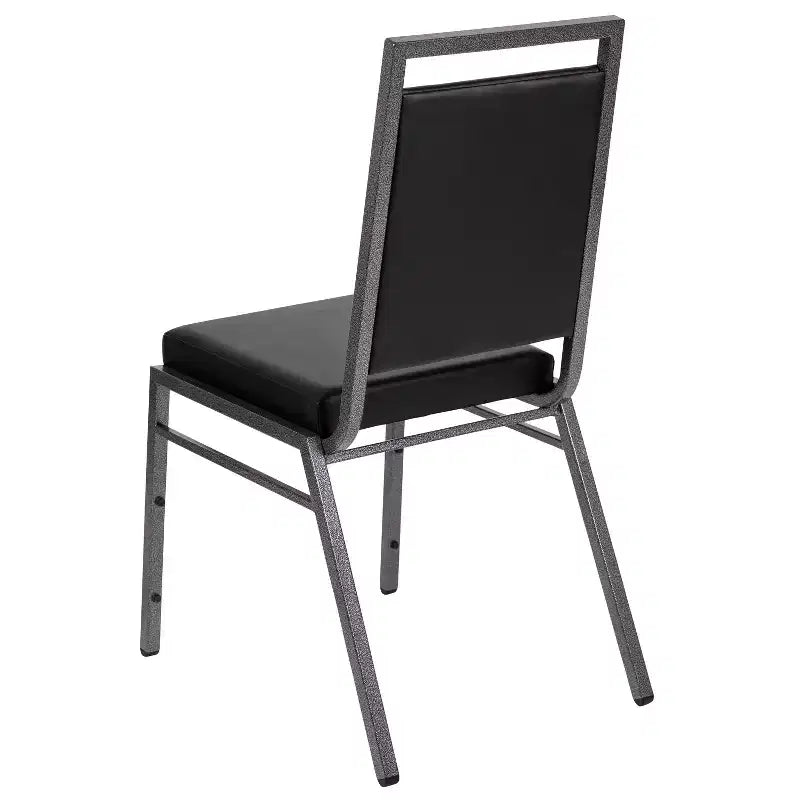 Chaise de banquet empilable Flash Furniture HERCULES avec dossier carré et cadre Silvervein