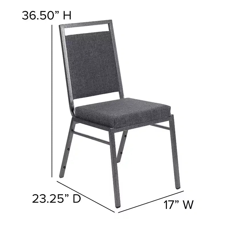 Chaise de banquet empilable Flash Furniture HERCULES avec dossier carré et cadre Silvervein