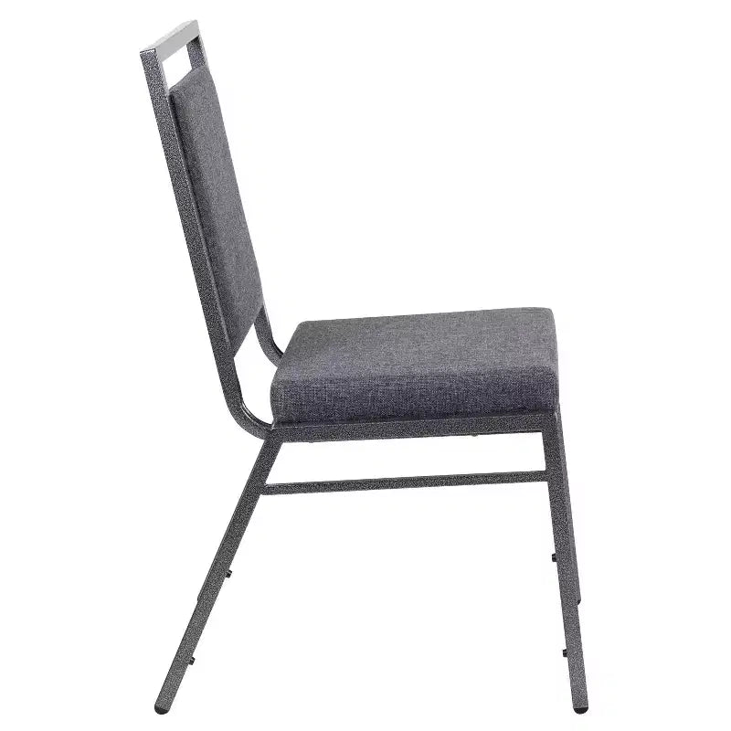 Chaise de banquet empilable Flash Furniture HERCULES avec dossier carré et cadre Silvervein