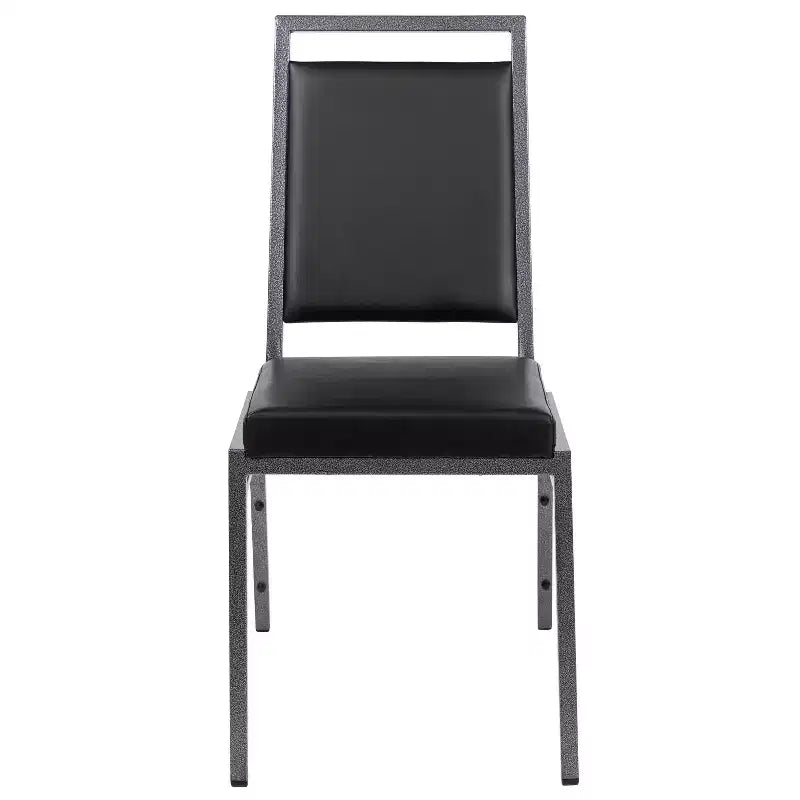 Chaise de banquet empilable Flash Furniture HERCULES avec dossier carré et cadre Silvervein