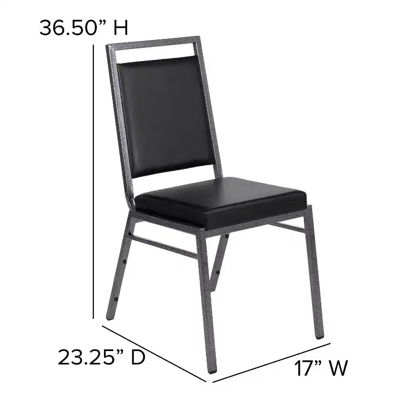 Chaise de banquet empilable Flash Furniture HERCULES avec dossier carré et cadre Silvervein