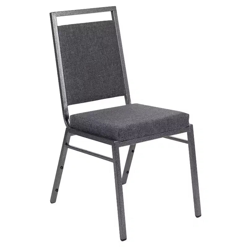 Chaise de banquet empilable Flash Furniture HERCULES avec dossier carré et cadre Silvervein