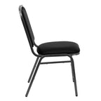 Chaise de banquet empilable Flash Furniture série HERCULES en vinyle noir - Cadre veiné argenté