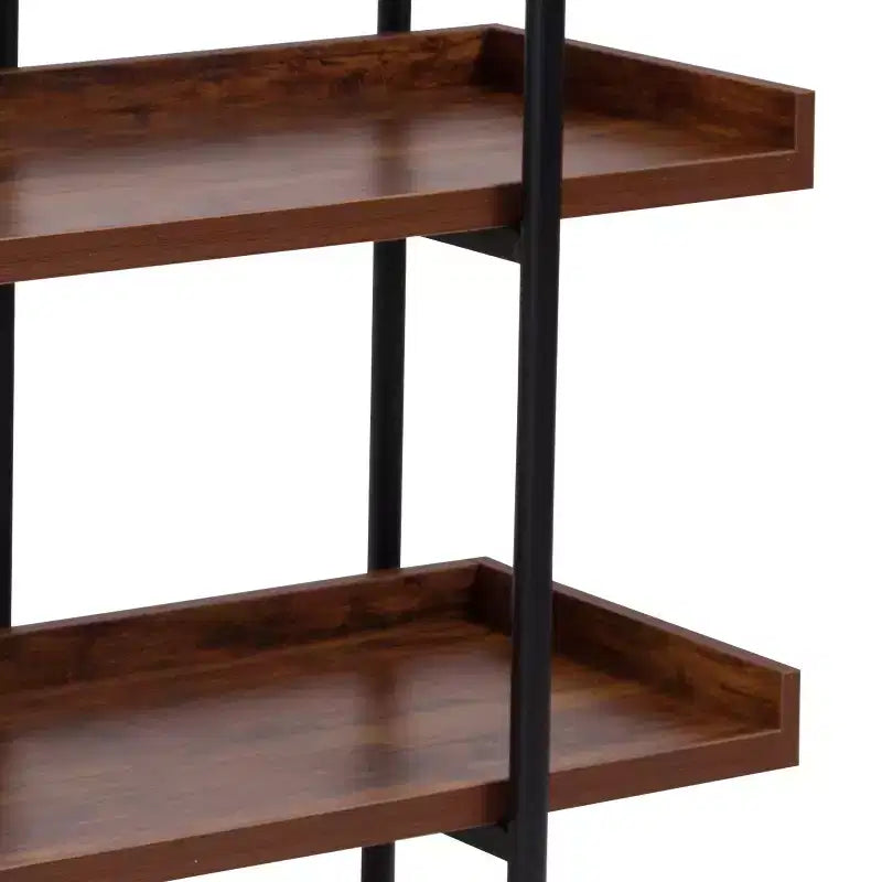 Étagère de rangement Emma et Oliver à 3 niveaux de 89 cm de hauteur, avec finition grain de bois rustique