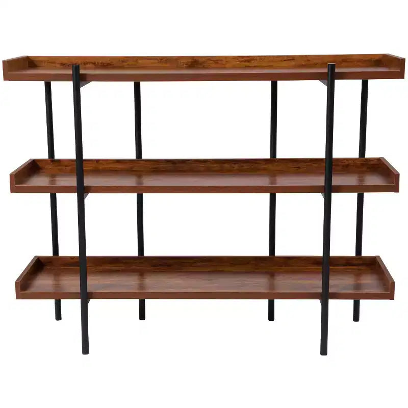 Étagère de rangement Emma et Oliver à 3 niveaux de 89 cm de hauteur, avec finition grain de bois rustique