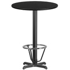 Table de bar ronde en stratifié Emma et Oliver 30 avec base de repose-pieds 22x22