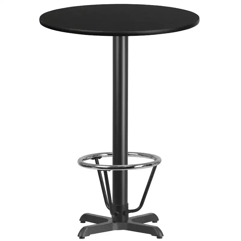 Table de bar ronde en stratifié Emma et Oliver 30 avec base de repose-pieds 22x22