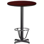 Table de bar ronde en stratifié Emma et Oliver 30 avec base de repose-pieds 22x22