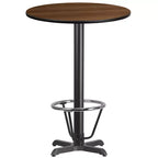 Table de bar ronde en stratifié Emma et Oliver 30 avec base de repose-pieds 22x22