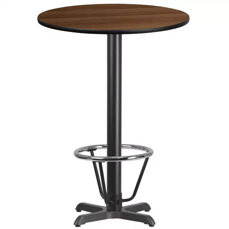 Table de bar ronde en stratifié Emma et Oliver 30 avec base de repose-pieds 22x22