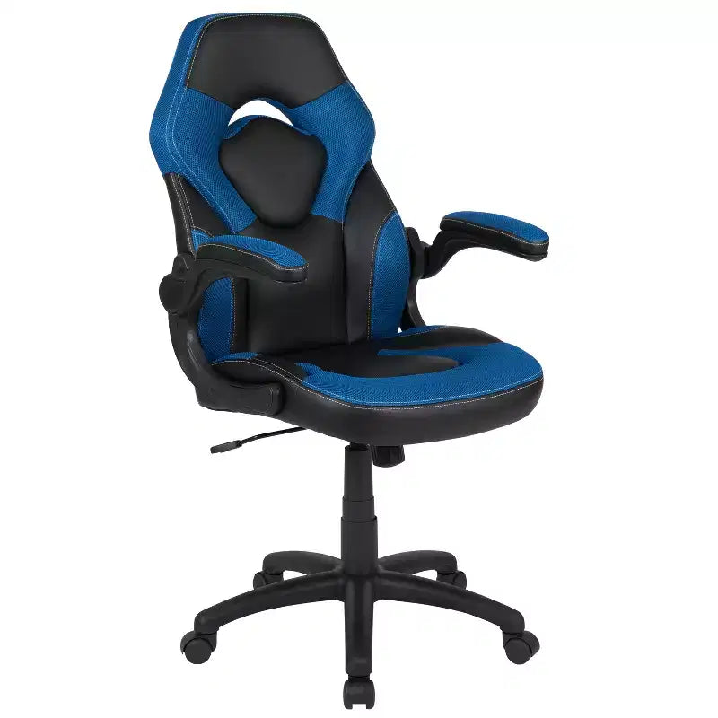 Ensemble bureau gamer et chaise de course Flash Furniture avec porte-gobelet, support de casque et 2 trous de gestion des câbles