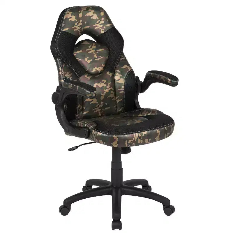 Ensemble bureau gamer et chaise de course Flash Furniture avec porte-gobelet, support de casque et 2 trous de gestion des câbles